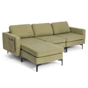 Modular 3-Seat L-shaped Sectional Sofa with Reversible Chaise and 2 USB Ports
