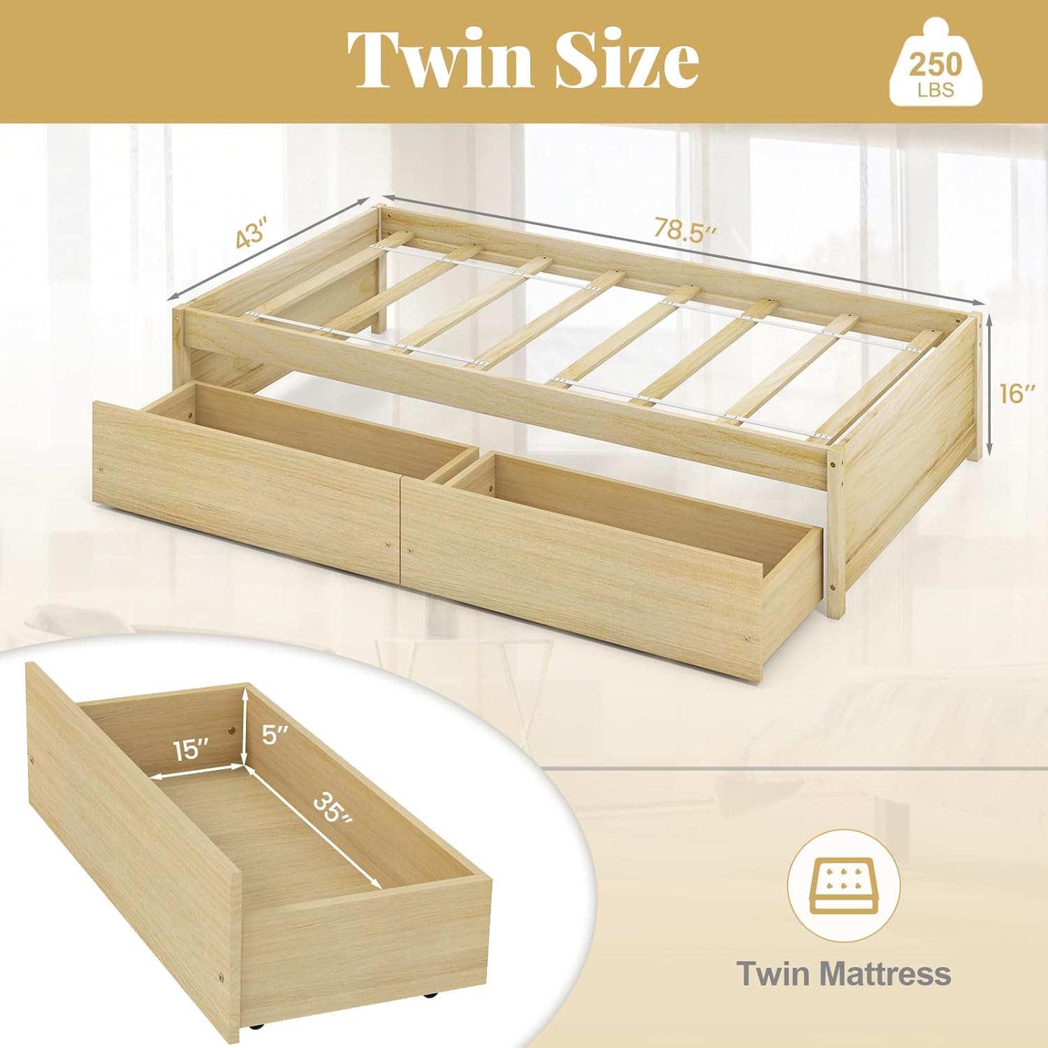 Willow Storage Platform Bed view 2