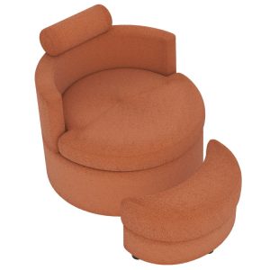 360 Swivel Accent Chair with Half Moon Storage Ottoman