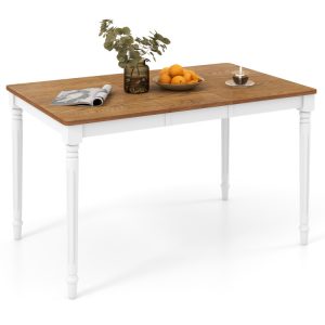 5-in-1 Complete Dining Room Set: Extendable Table, 4 Chairs, Electric Fireplace, Media Console & Bamboo Sideboard