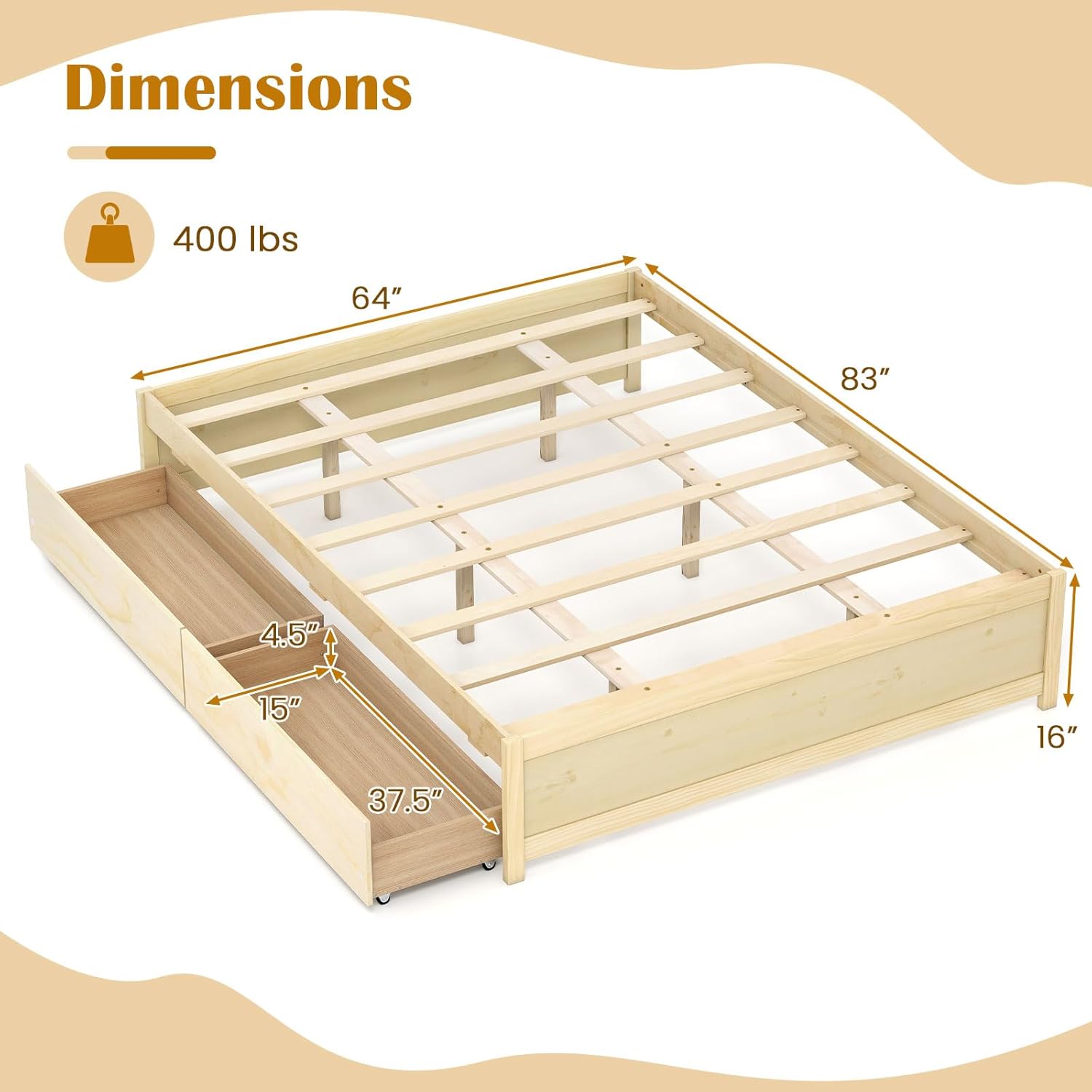 Willow Storage Platform Bed view 4