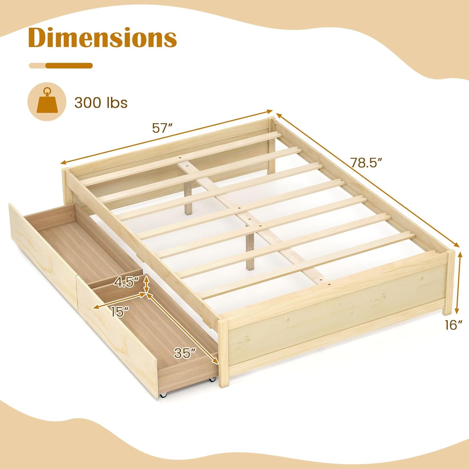 Willow Storage Platform Bed view 3
