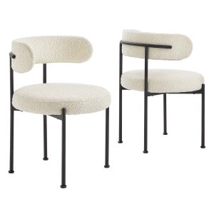 Albie Boucle Fabric Dining Chairs – Set of 2