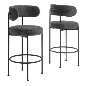 Albie Boucle Fabric Bar Stools – Set of 2
