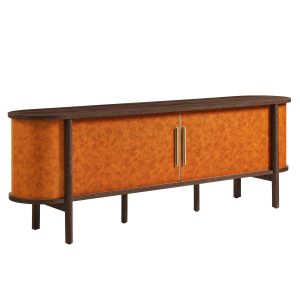 Coralie Curved 71″ Vegan Leather Oval TV Stand