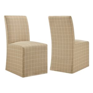 Aster Linen Cotton Blend Slipcovered Dining Chairs Set of 2