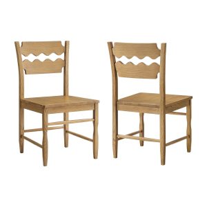 Jax Oak Wood Dining Chair With Wavy Razor Back Set of 2