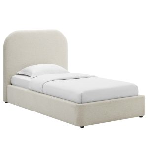 Keynote Upholstered Fabric Curved Platform Bed