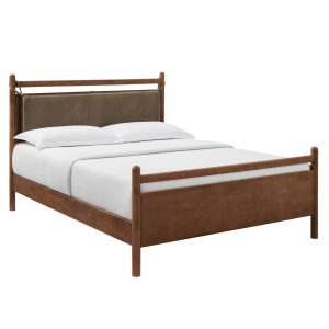 Leni Vegan Leather and Wood Platform Bed Frame