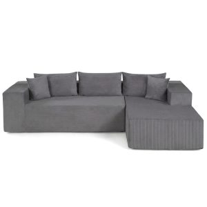 Modular Sectional Sofa Corduroy Upholstered L-shaped Sofa Couch with Deep Seats