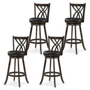 Set of 4 29″ Counter Height Bar Stools with Rubber Wood Frame