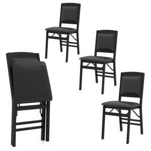 Set of 4 Folding Dining Chairs with Padded Seat and High Backrest