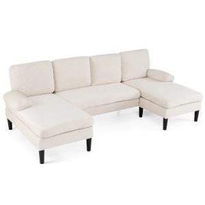 U-shaped Sectional Couch with Double Chaise for Living Room