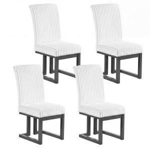 Upholstered Dining Chairs Set of 4 with Rubber Wood Legs and Padded Seat for Dining Room