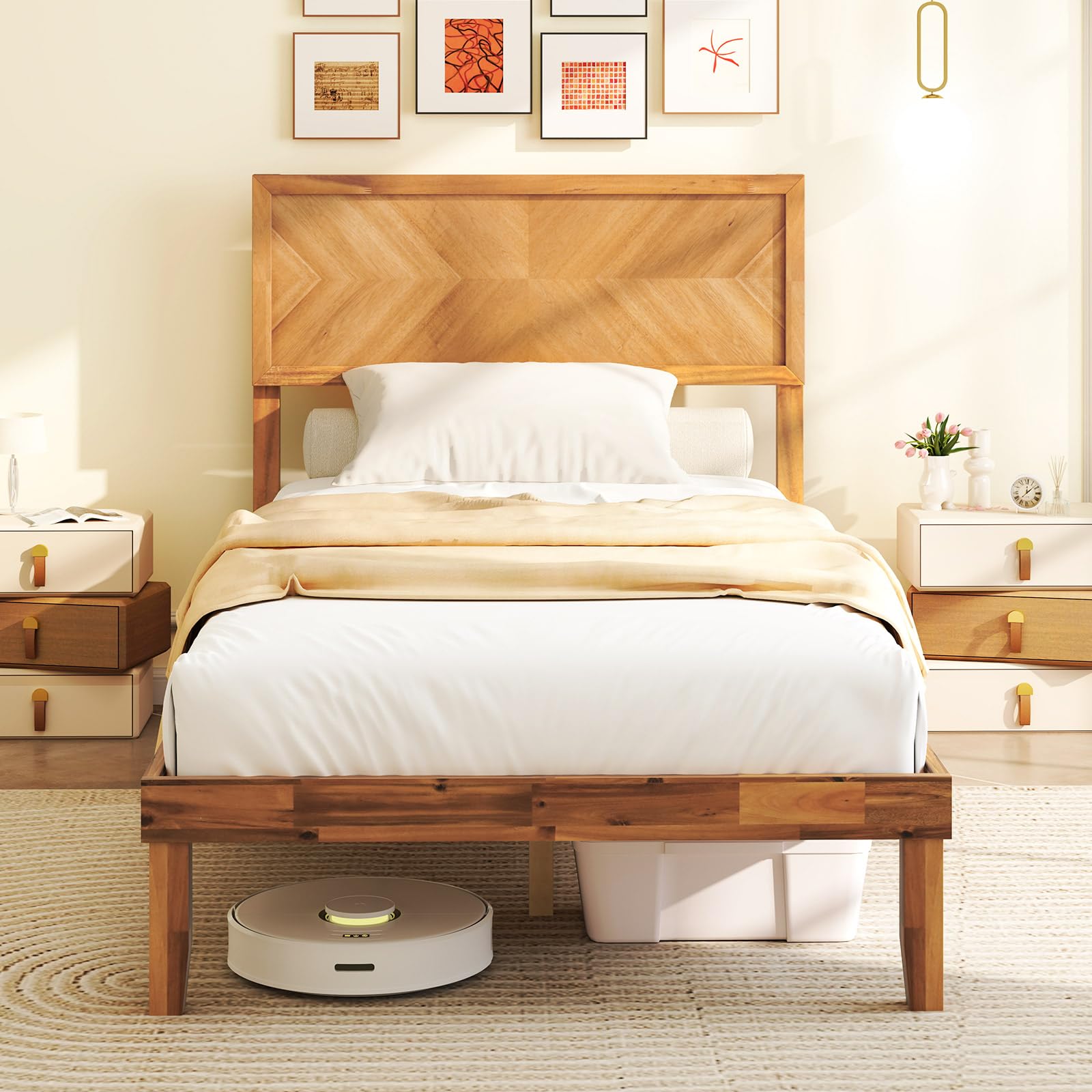 Selene Acacia Platform Bed view 2