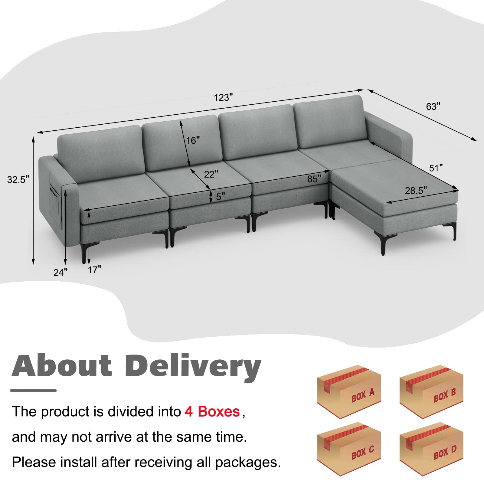 Hadley Convertible Sleeper Sectional Sofa view 3