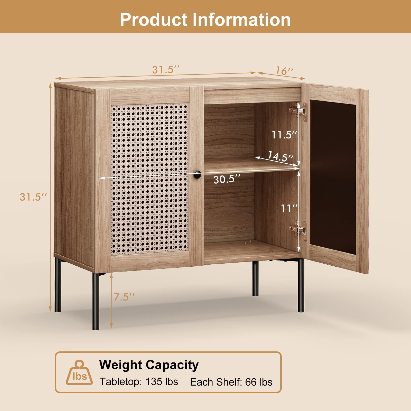 Orson Storage Woven Sideboard Cabinet view 3
