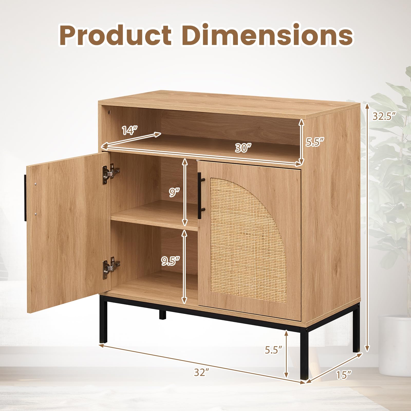 Reed Woven Sideboard Cabinet view 3