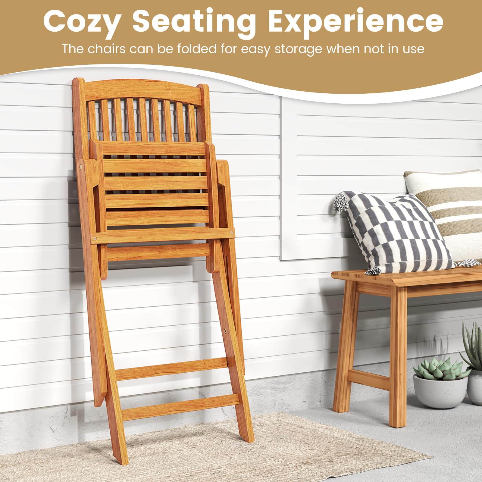 Laguna Folding Acacia Patio Dining Set view 4