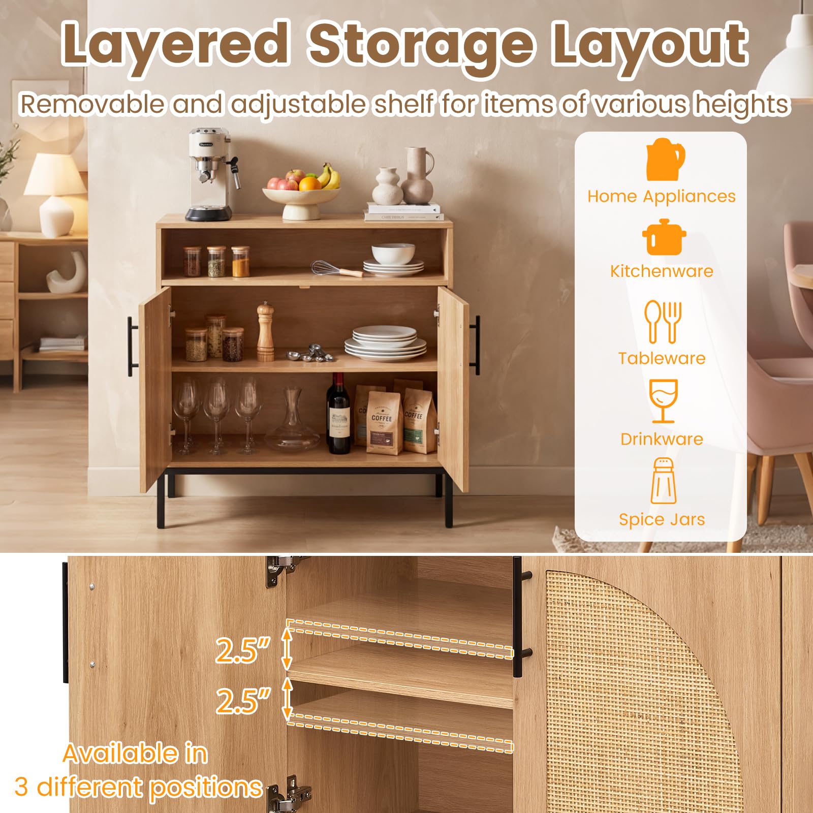 Reed Woven Sideboard Cabinet view 4