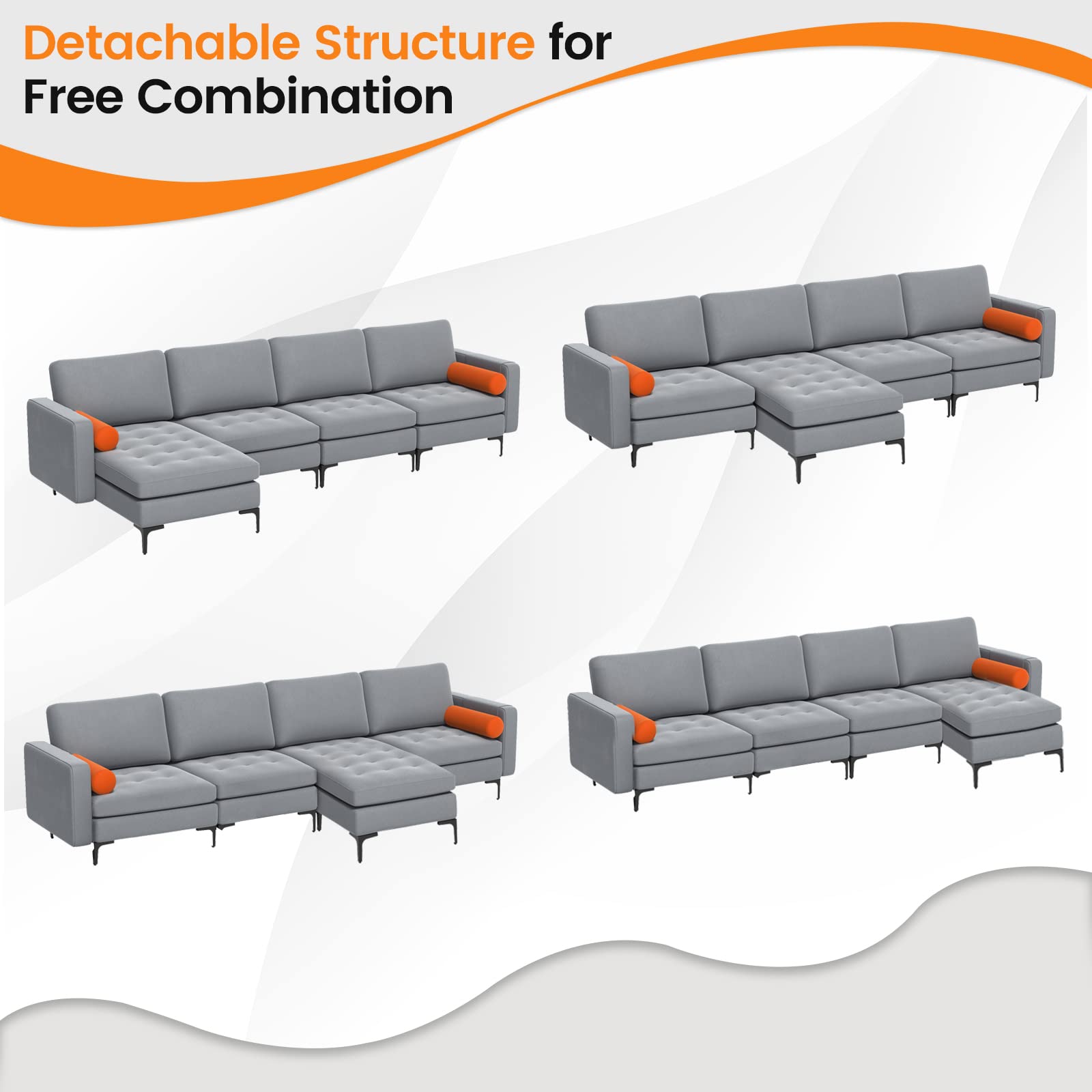 Linden Convertible Sleeper Sectional Sofa view 5