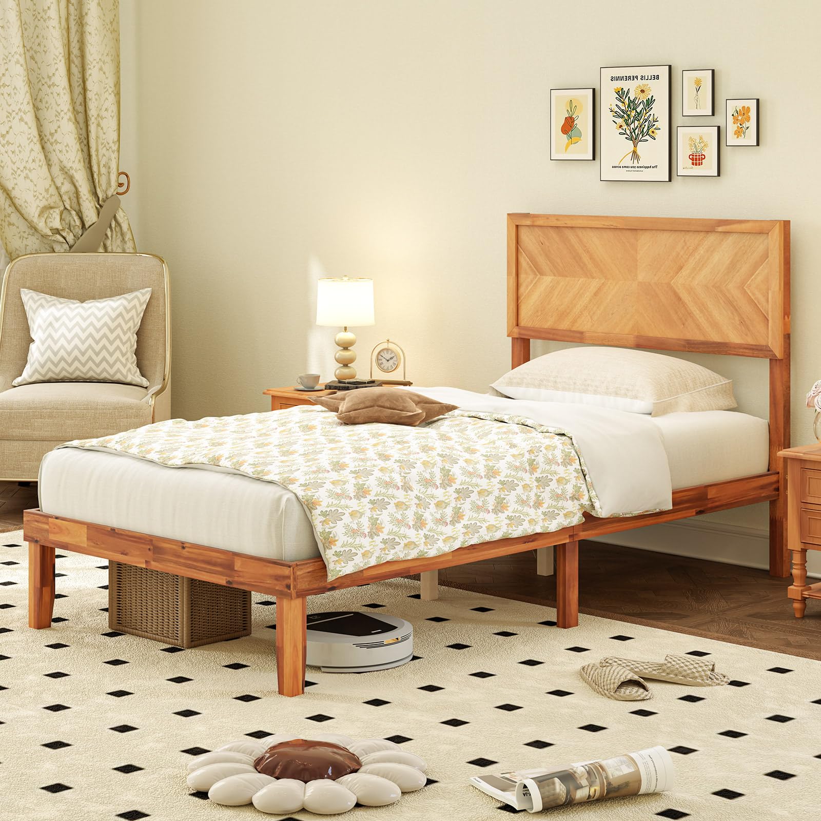 Selene Acacia Platform Bed view 6