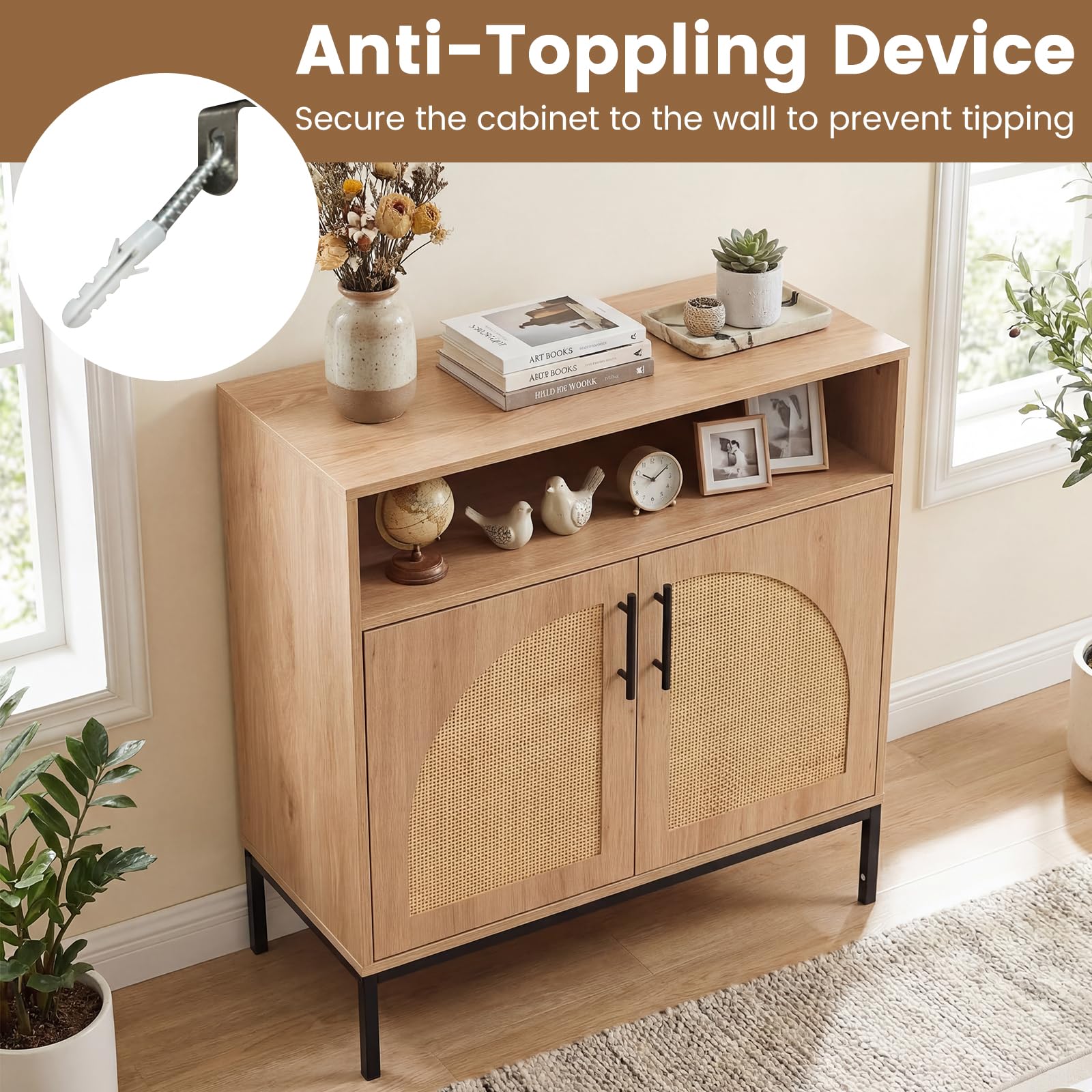Reed Woven Sideboard Cabinet view 5