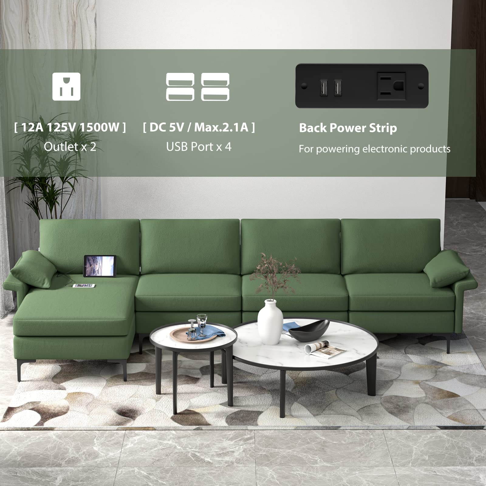Camden Convertible Sleeper Sectional Sofa view 5