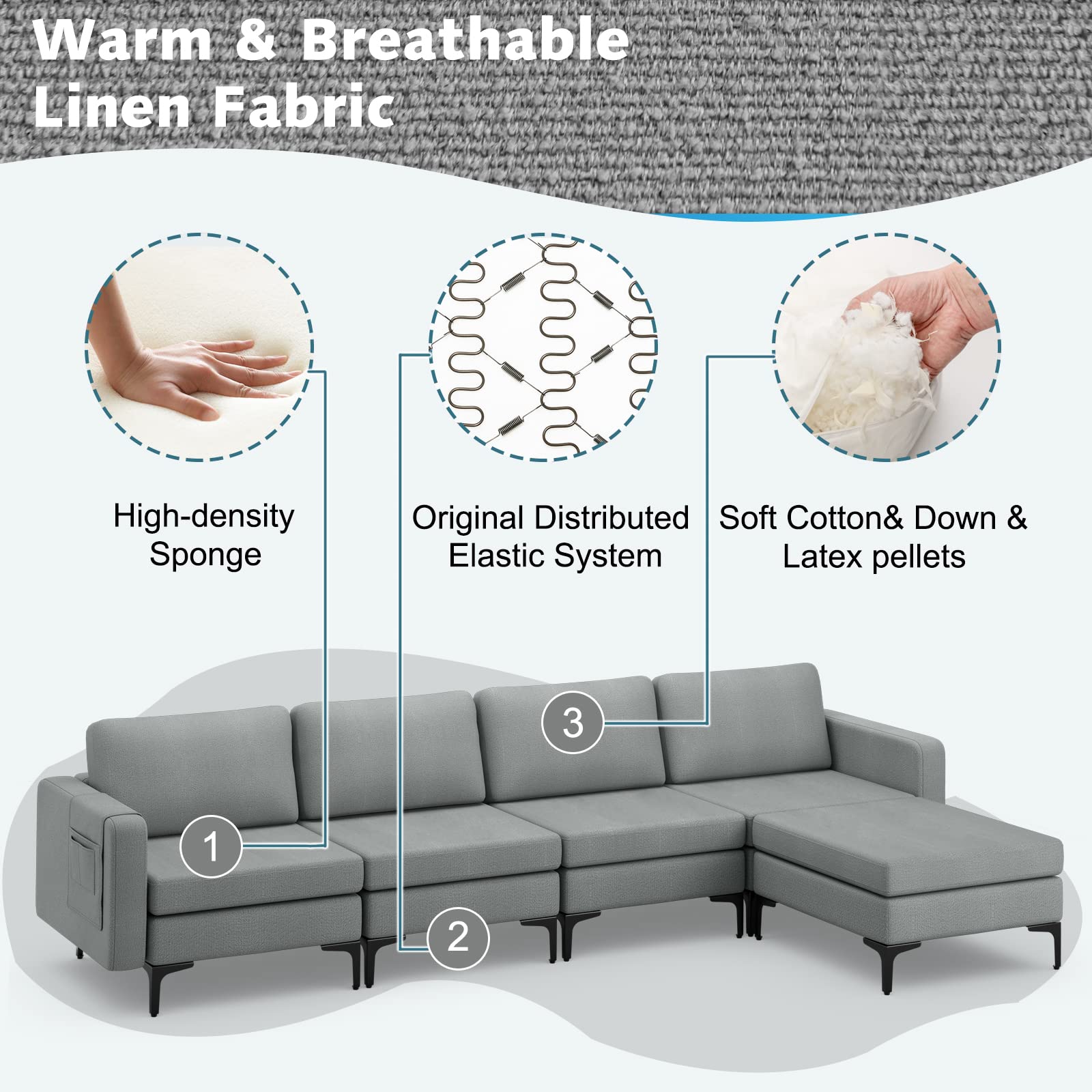 Hadley Convertible Sleeper Sectional Sofa view 6