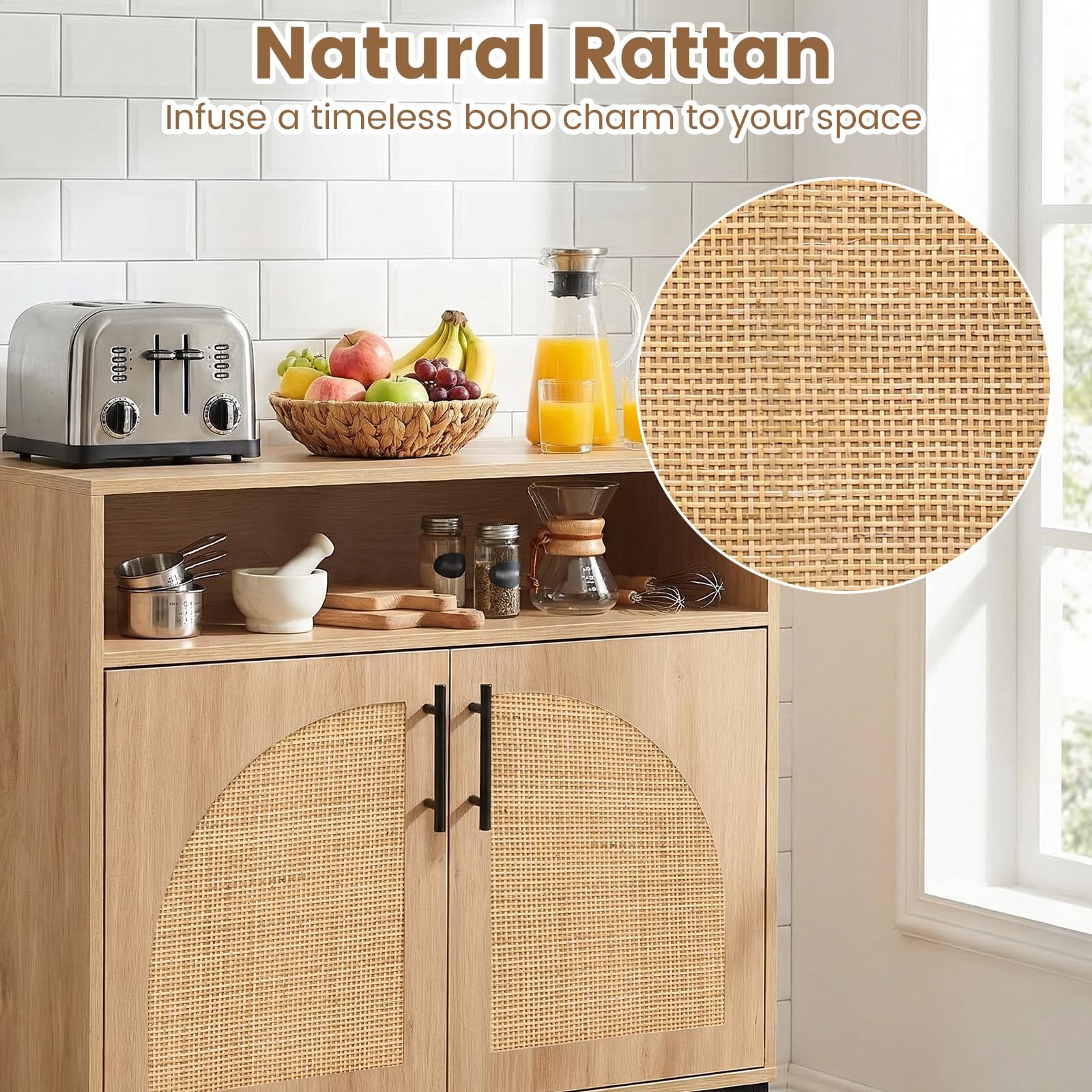Reed Woven Sideboard Cabinet view 6