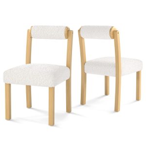 3-Piece Modern Dining Room Set: Wooden Dining Chairs + Bamboo Sideboard Cabinet + Tall Storage Cabinet